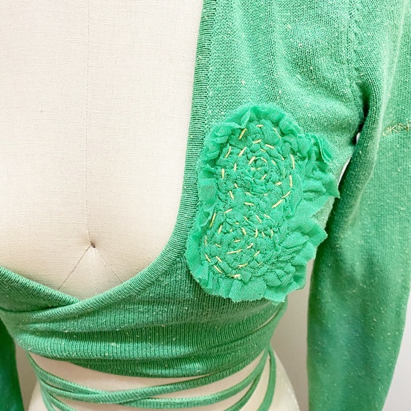 Unique DKNY Terry Knit Long Sleeve Crop Wrap Top S - Picture 3 of 14